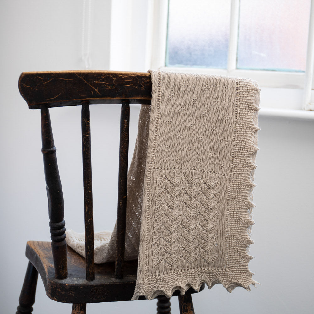 Lightweight Patchwork Baby Shawl in Porridge