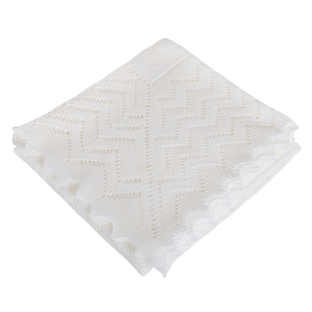 Lacy acrylic Receiving shawl White
