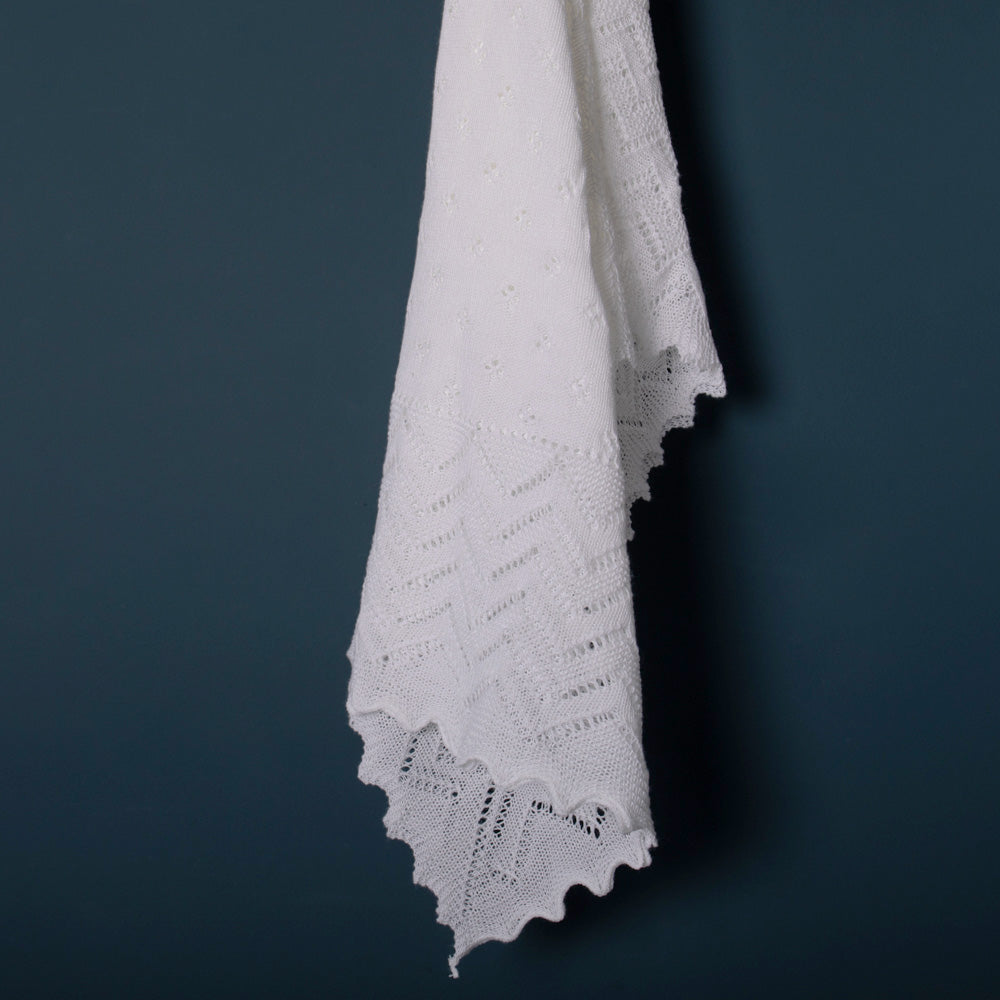 Lacy Receiving Shawl in White