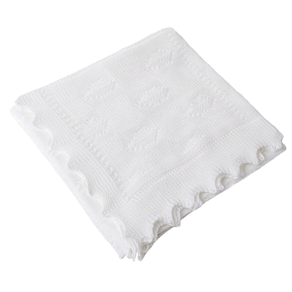 White Lightweight Patchwork Baby Shawl