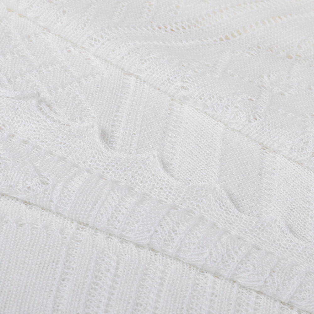 Lightweight Patchwork Baby Shawl in White