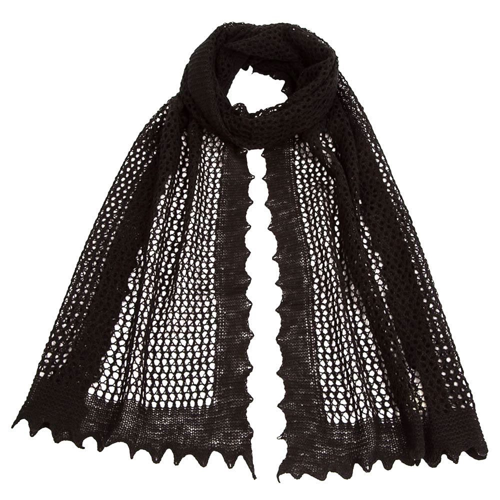 Softly Textured Honeycomb Scarf in Black
