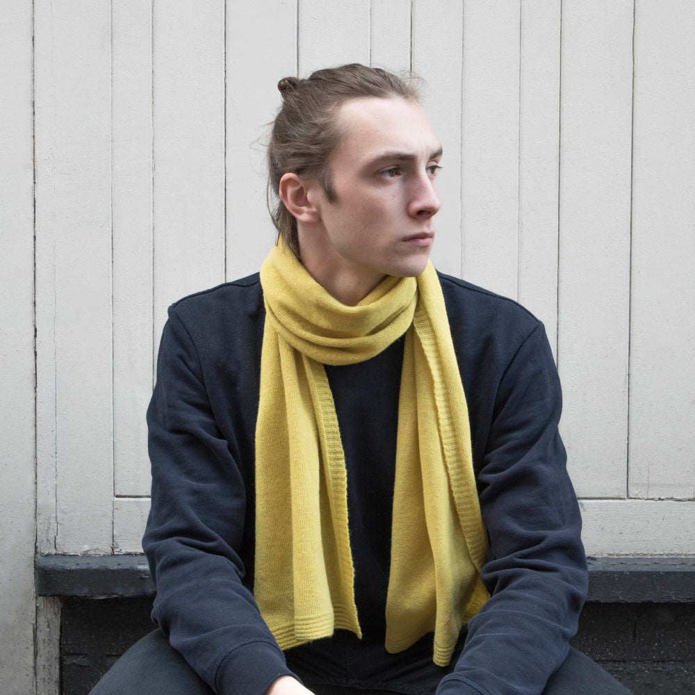 Lambswool Plain Knit Scarf in Brass