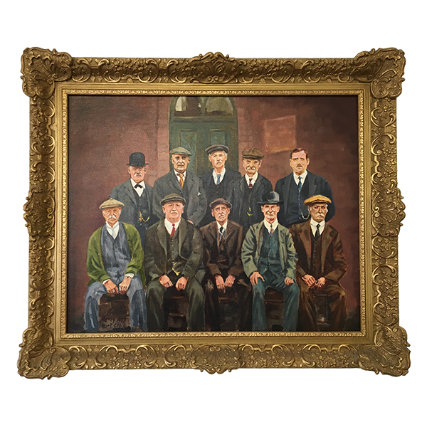 Vintage painting of the knitters in 1912