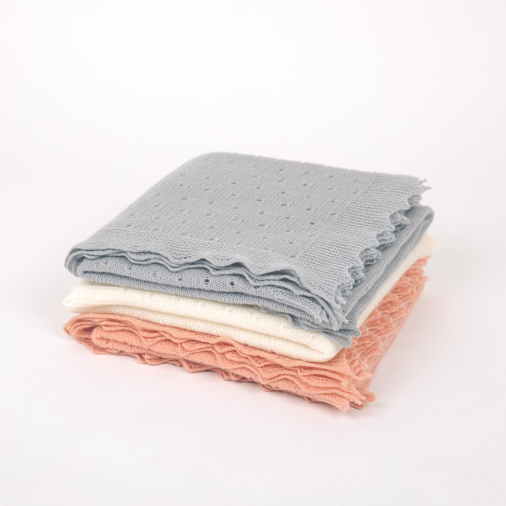 Cashmere Baby Shawl Polka Dot in Soft Cream