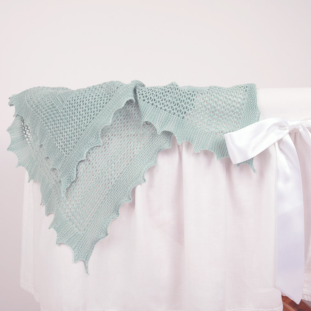 Apple of my Eye Baby Shawl in Soft Jade