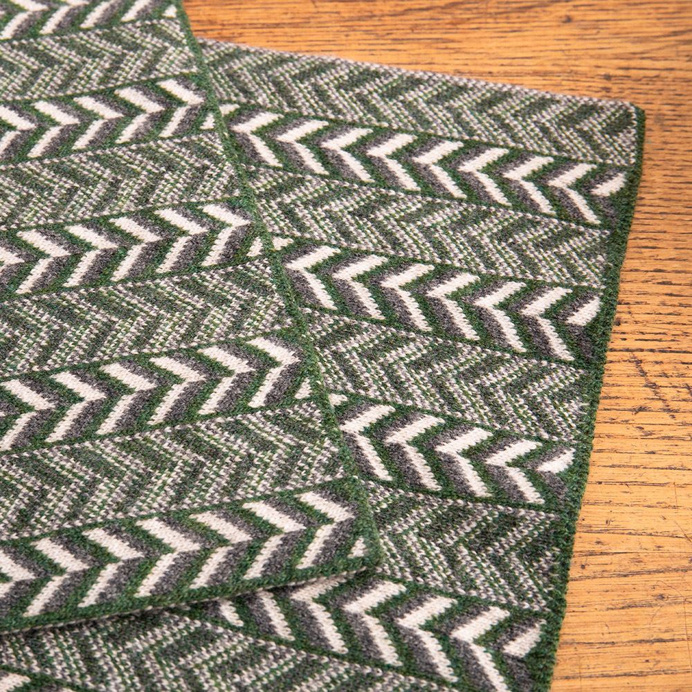 The Badminton Geometric Chevron Scarf in Moss