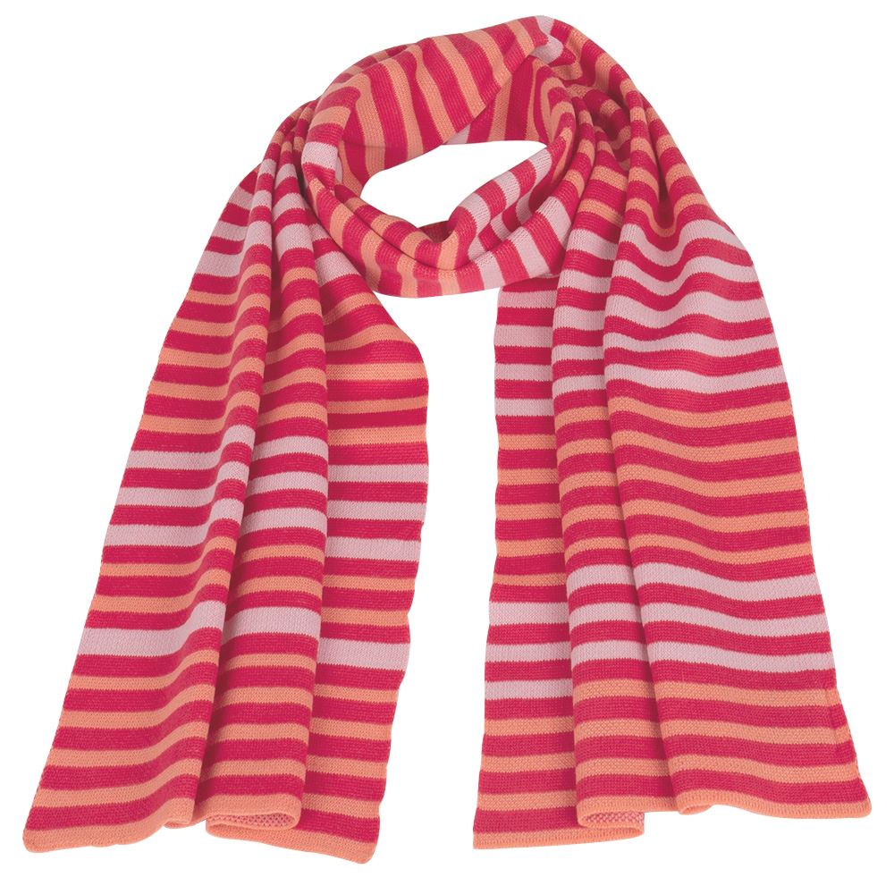 Cashmere & Wool Classic Striped Scarf in Raspberry
