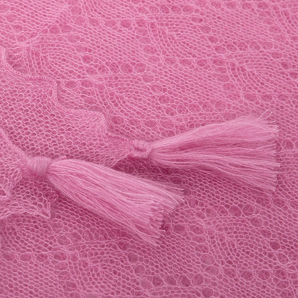 Soft and fluffy mohair and silk scarf with tassels in Cyclamen