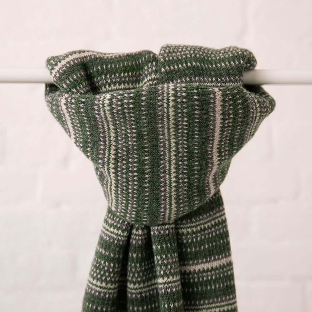 The Burghley Tweed Jacquard Scarf in Moss