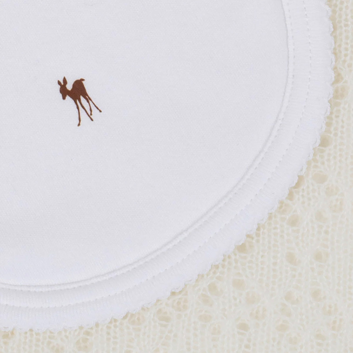 Baby Fawn Bib in White Detail