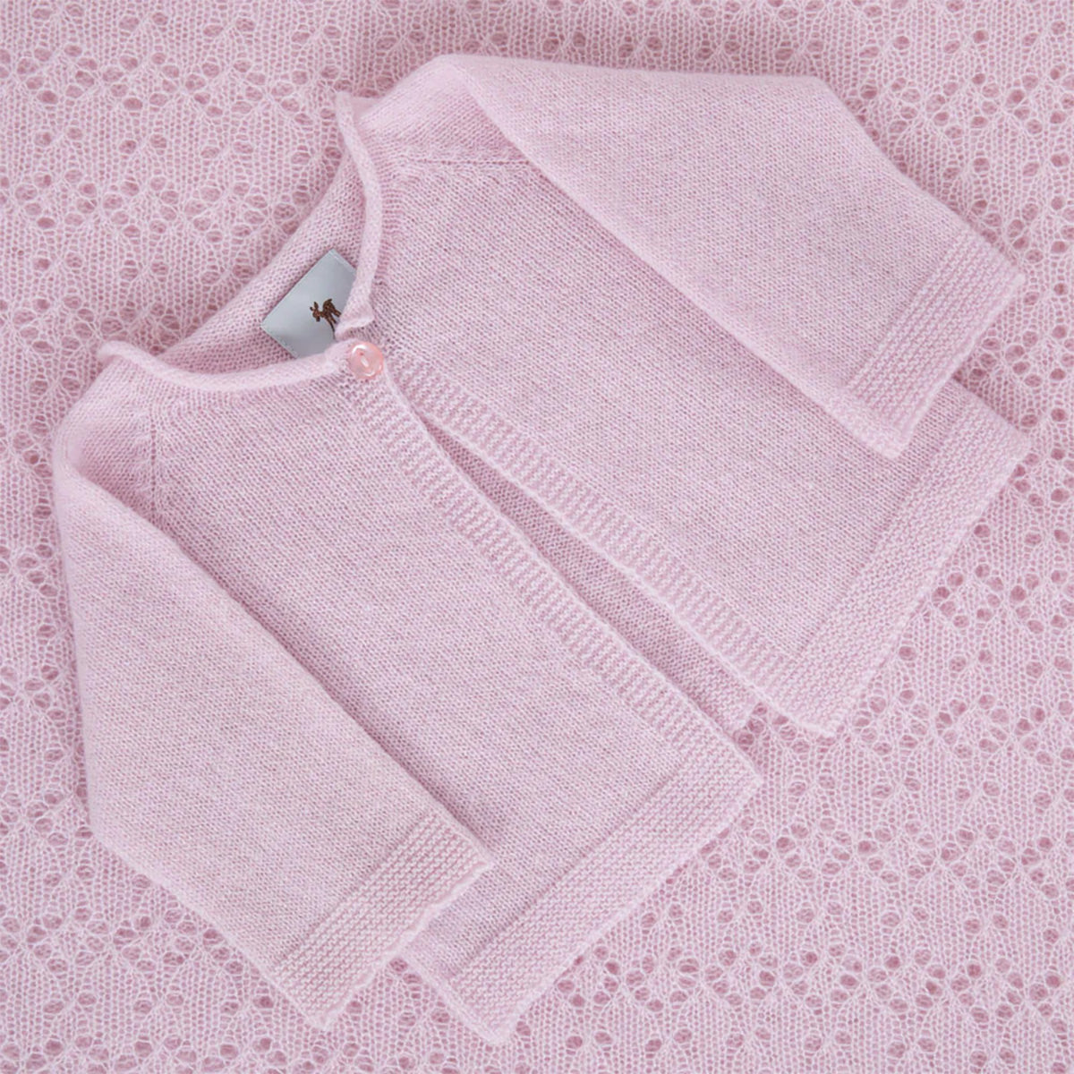 Essential Two-Button Baby Cardigan in Dusty Rose Pink