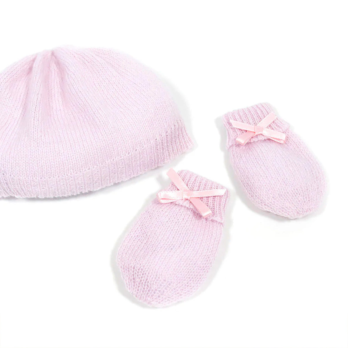 Cashmere Baby Hat and Mittens in Pink