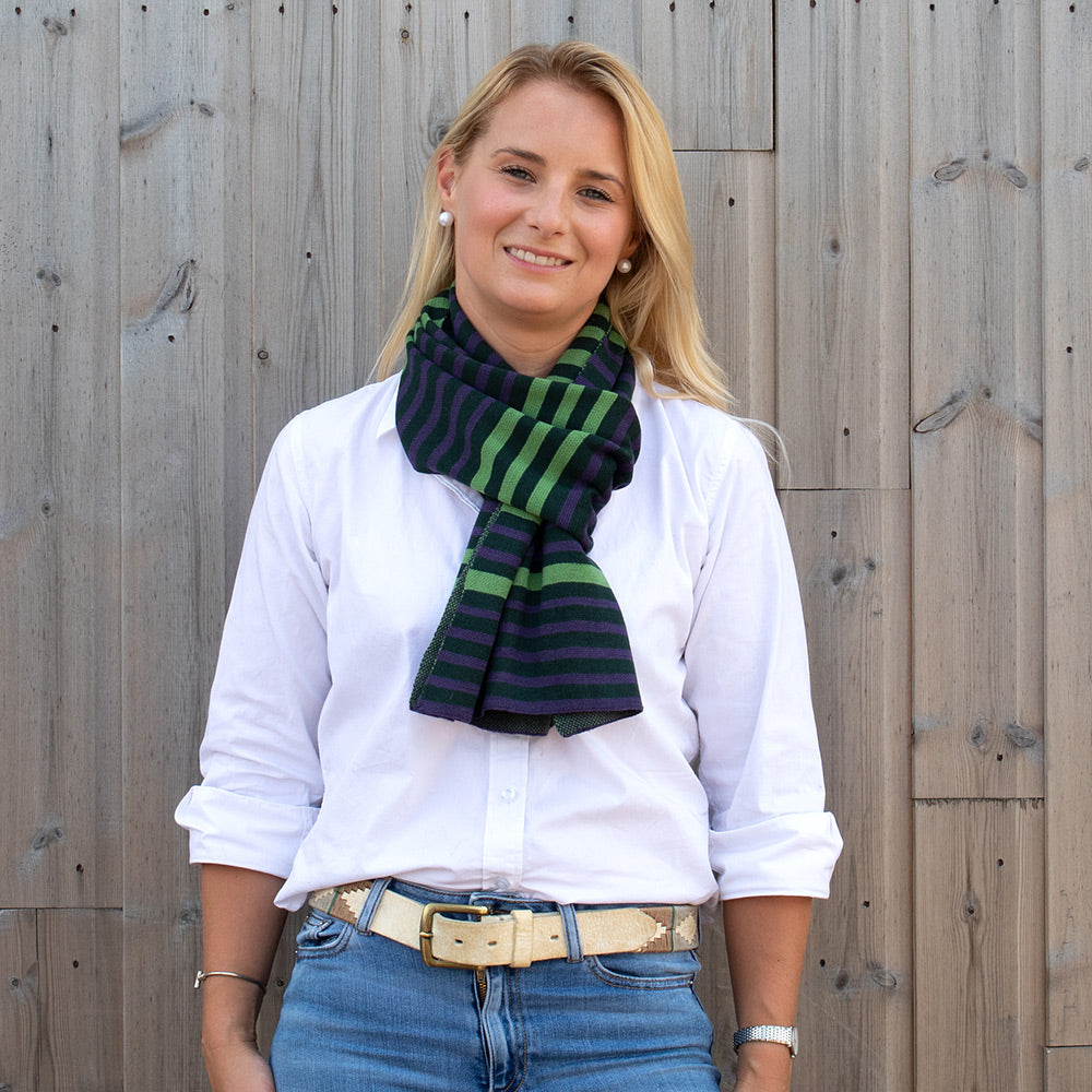 Cashmere and Wool Stripped Scarf in Green