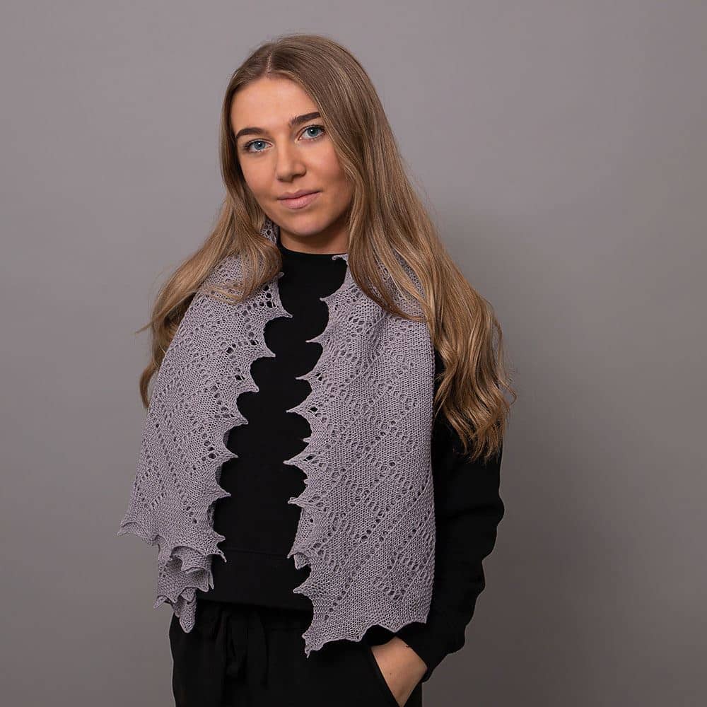 Classic Shetland Style Shawl in Grey