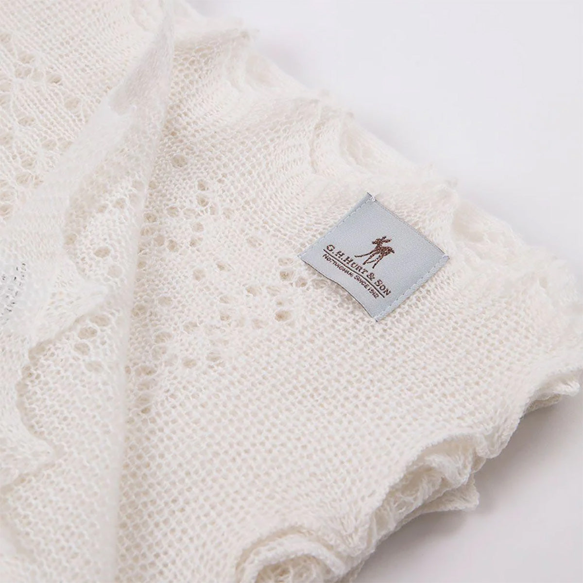 Cosy Cashmere Baby Shawl in White Detail