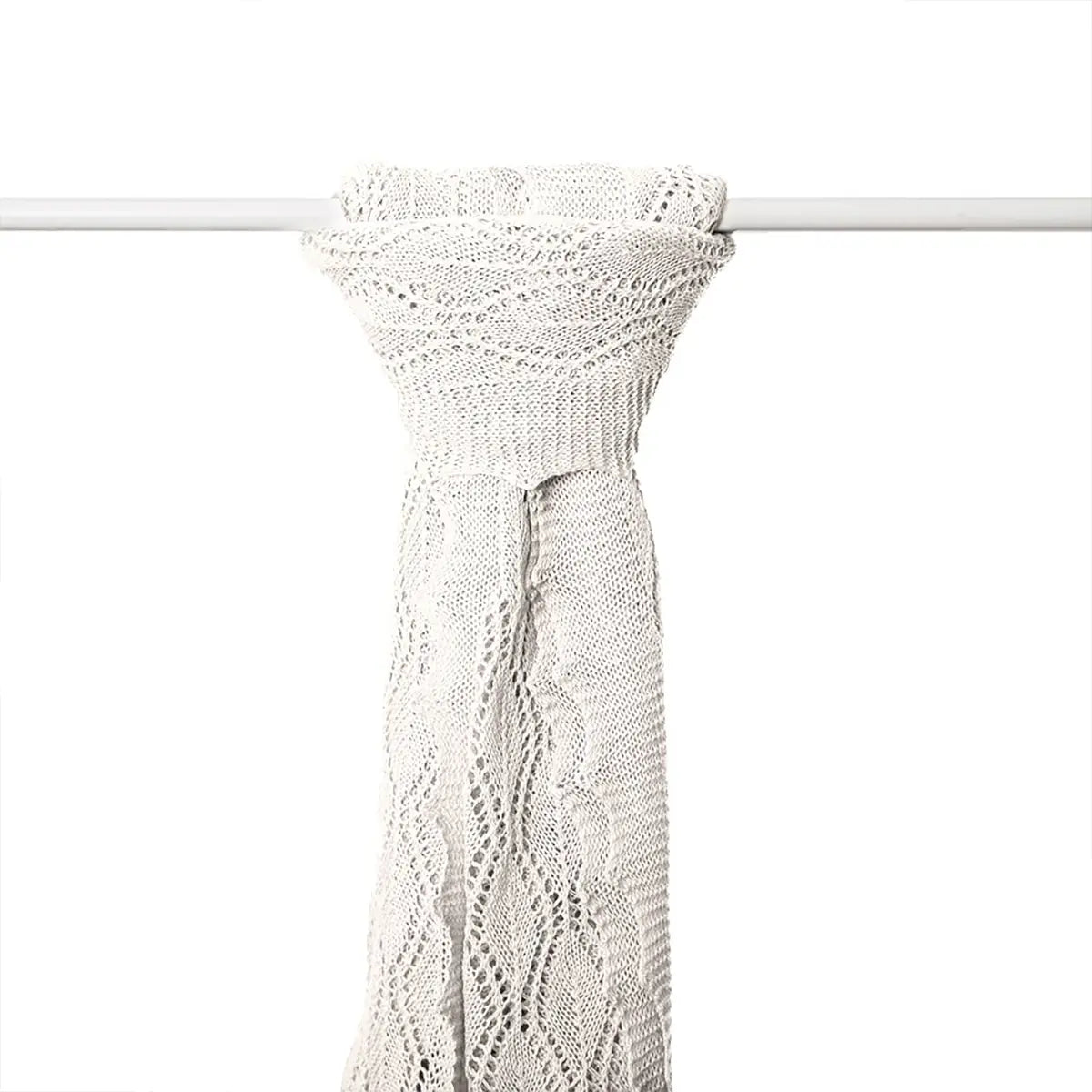 Cotton Lace Knit Scarf in White