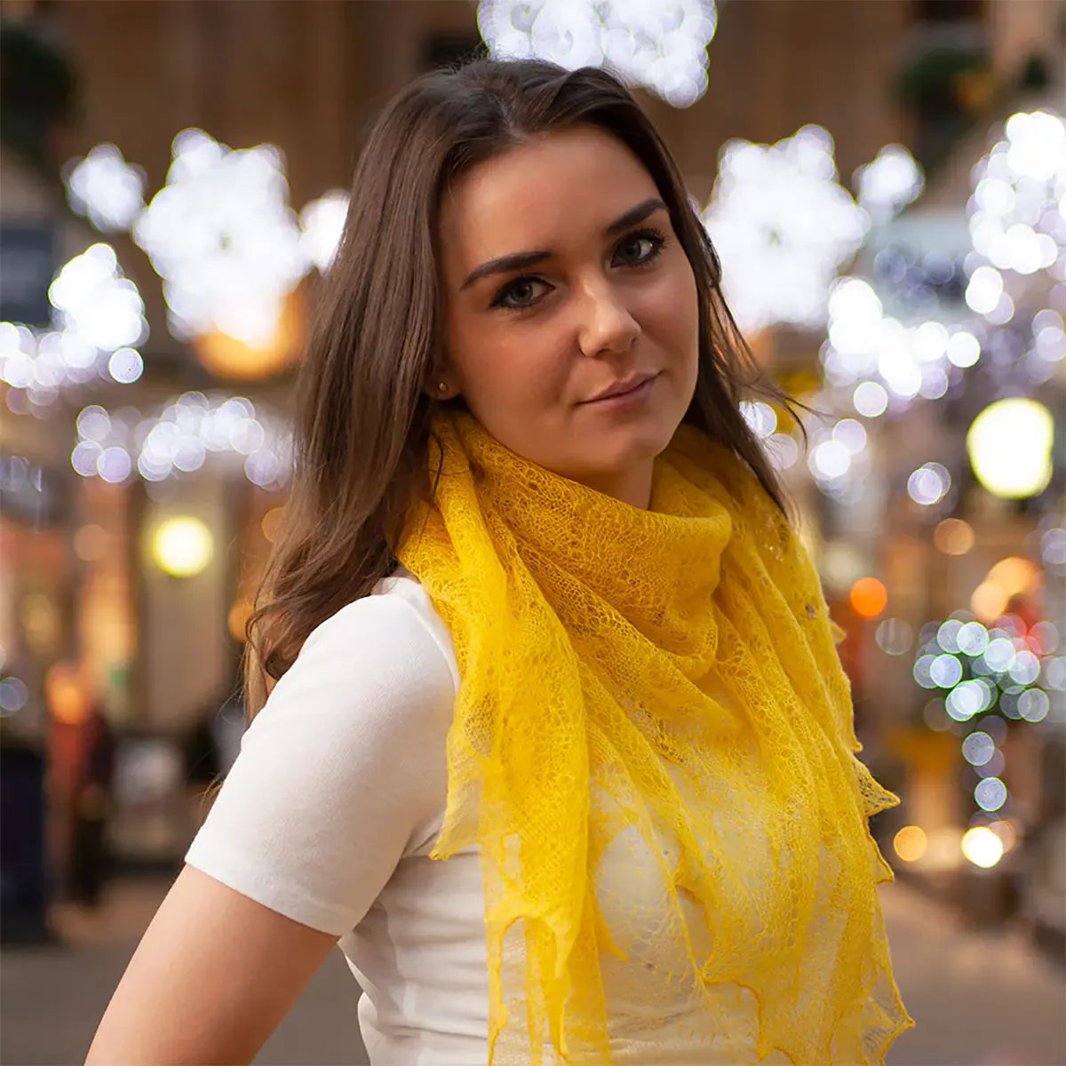 Diamond Lacy Mohair Shawl in Straw