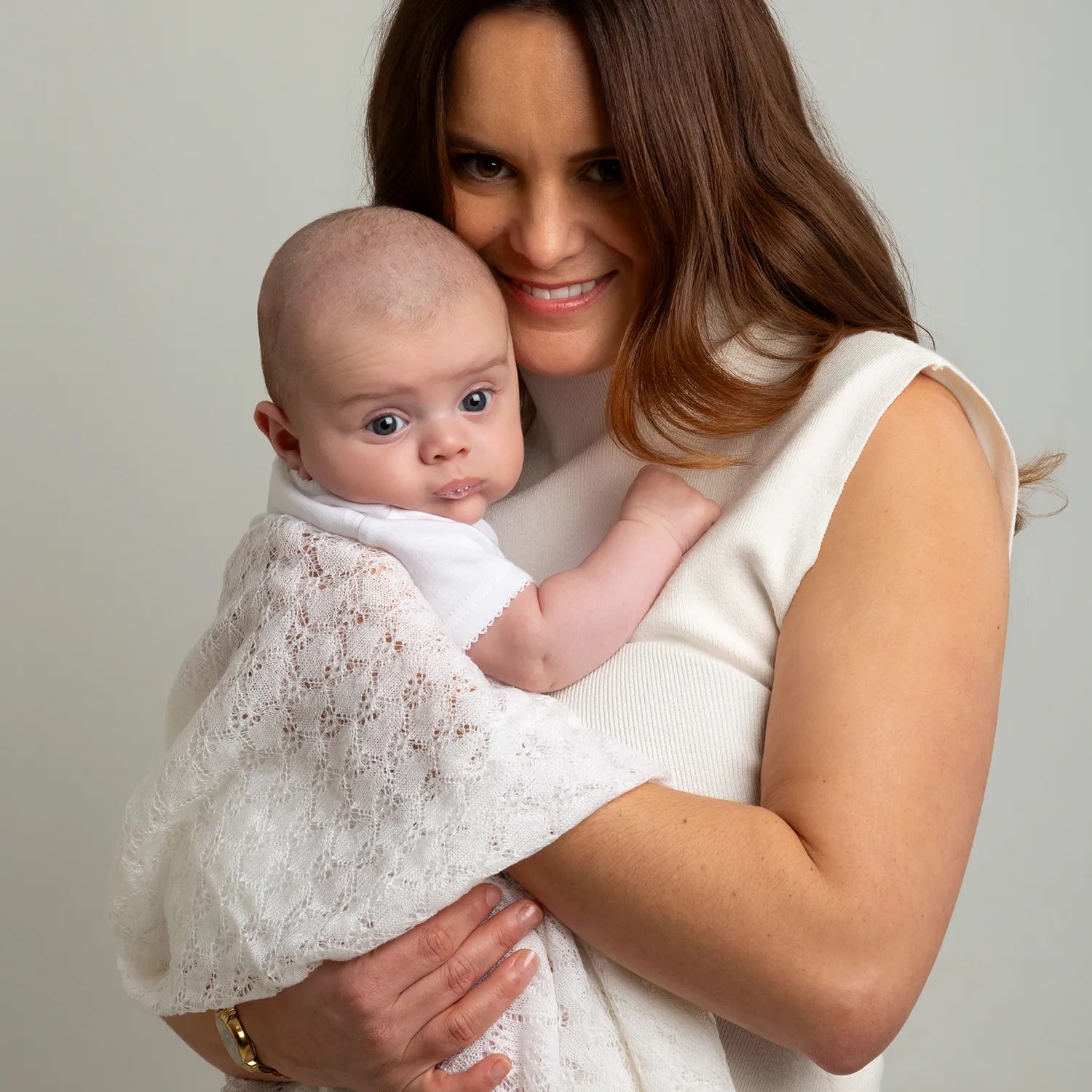 Exquisite Merino Wool Baby Shawl - Ivory White
