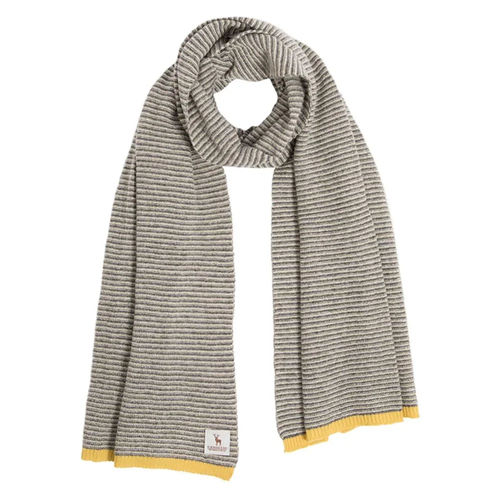 Lambswool Fine Stripe Scarf in Grey