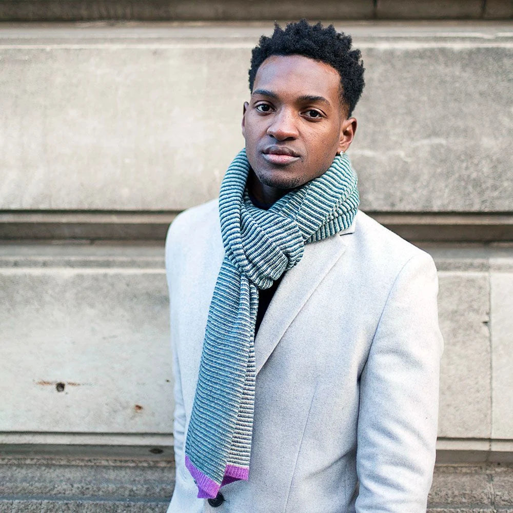 Lambswool Fine Stripe Scarf in Lugano