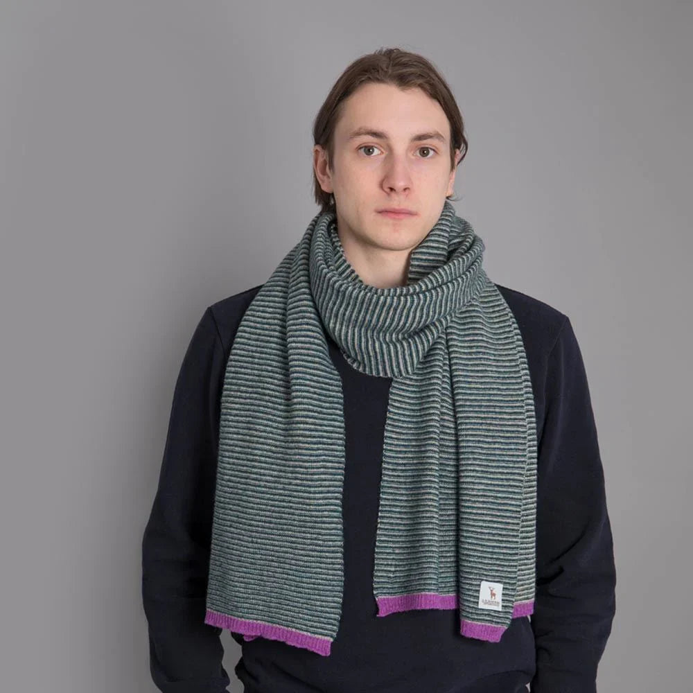 Lambswool Fine Stripe Scarf in Lugano