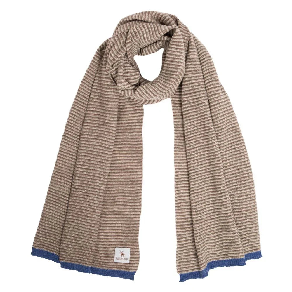 Lambswool Fine Stripe Scarf in Taupe