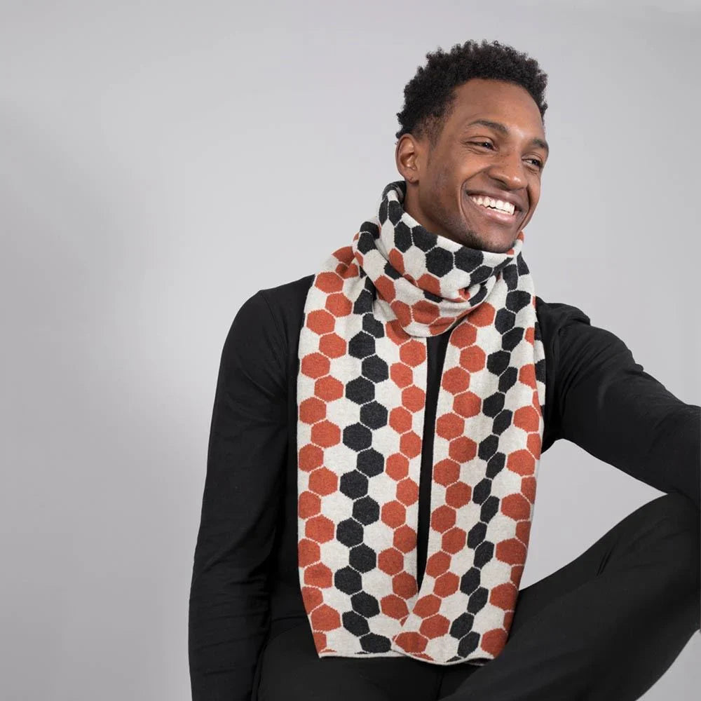 Lambswool Hexagon Scarf in Burnt Orange