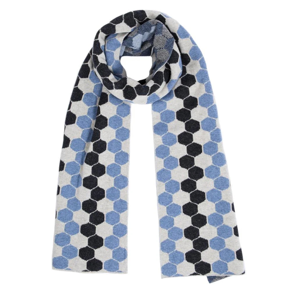 Lambswool Hexagon Scarf in Jeans Blue
