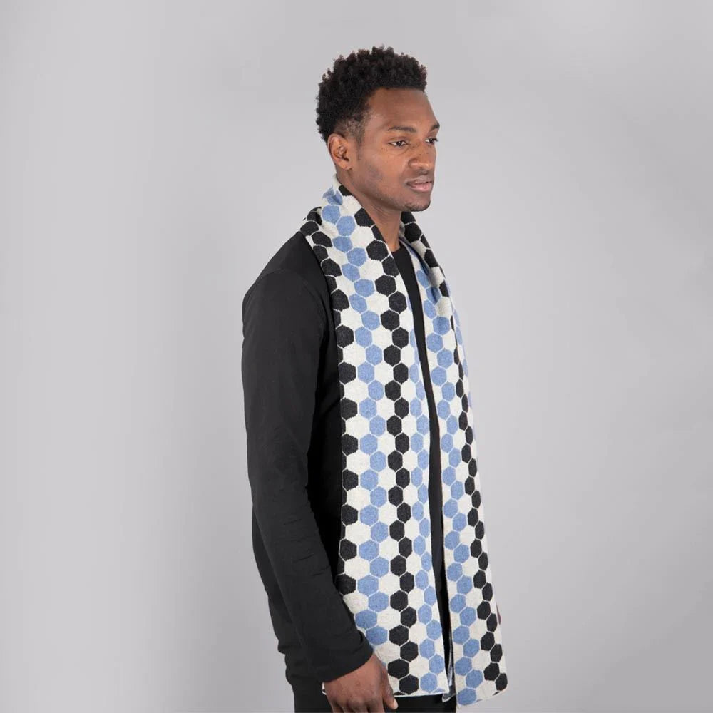 Lambswool Hexagon Scarf in Jeans Blue