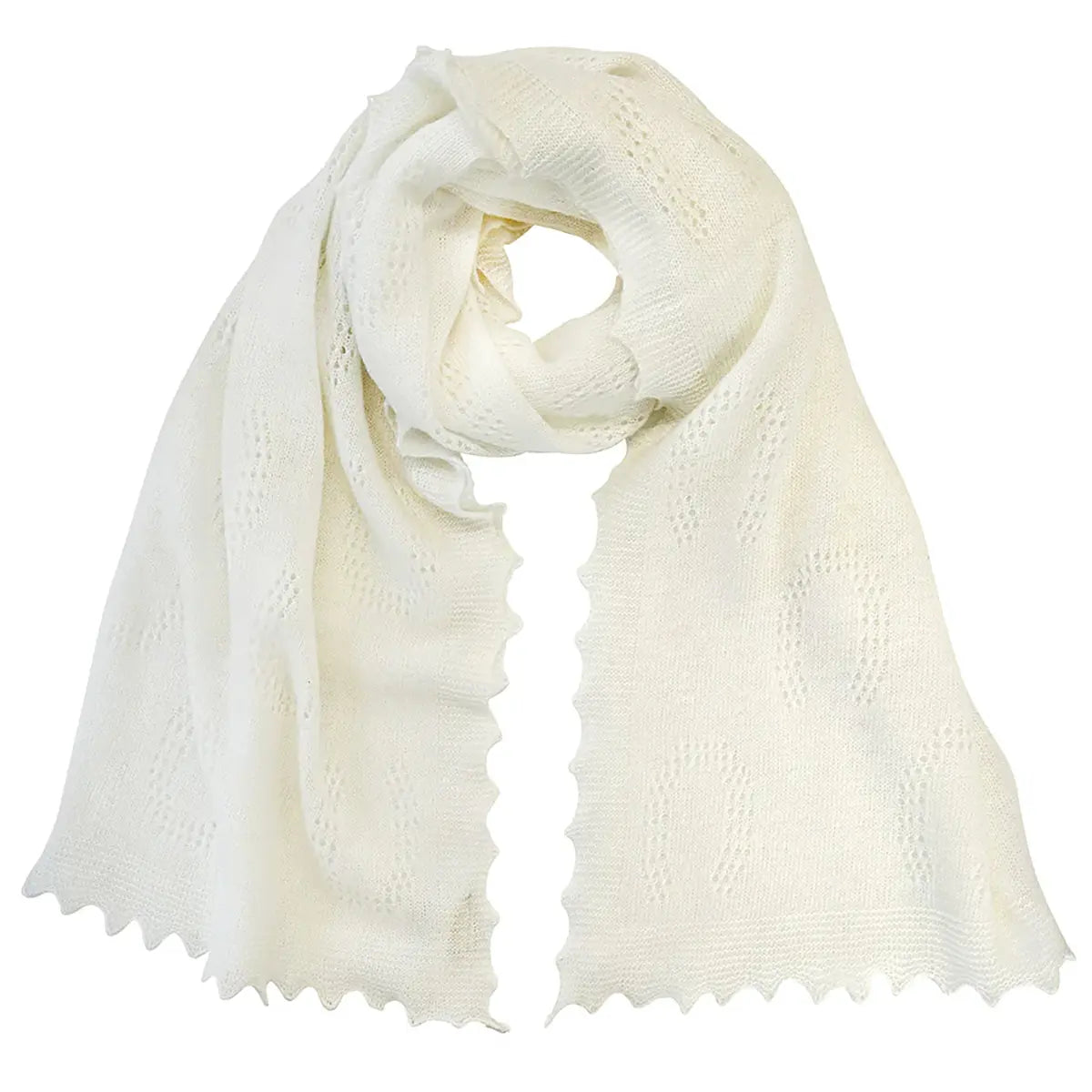 Horseshoe Lambswool Scarf in Winter White
