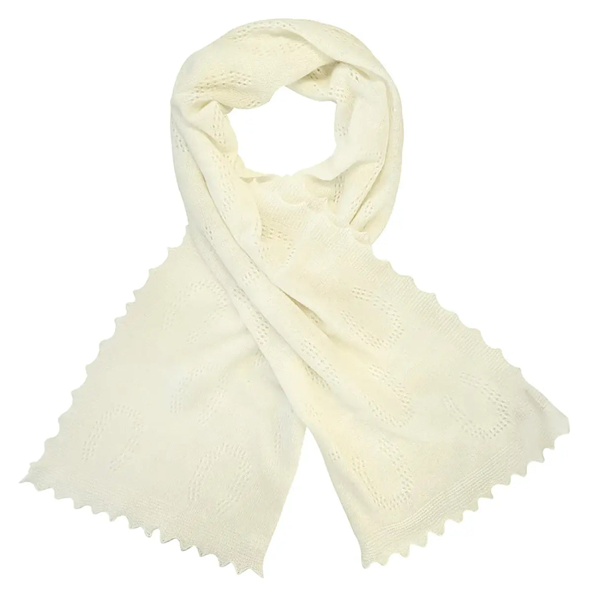 Horseshoe Lambswool Scarf in Winter White