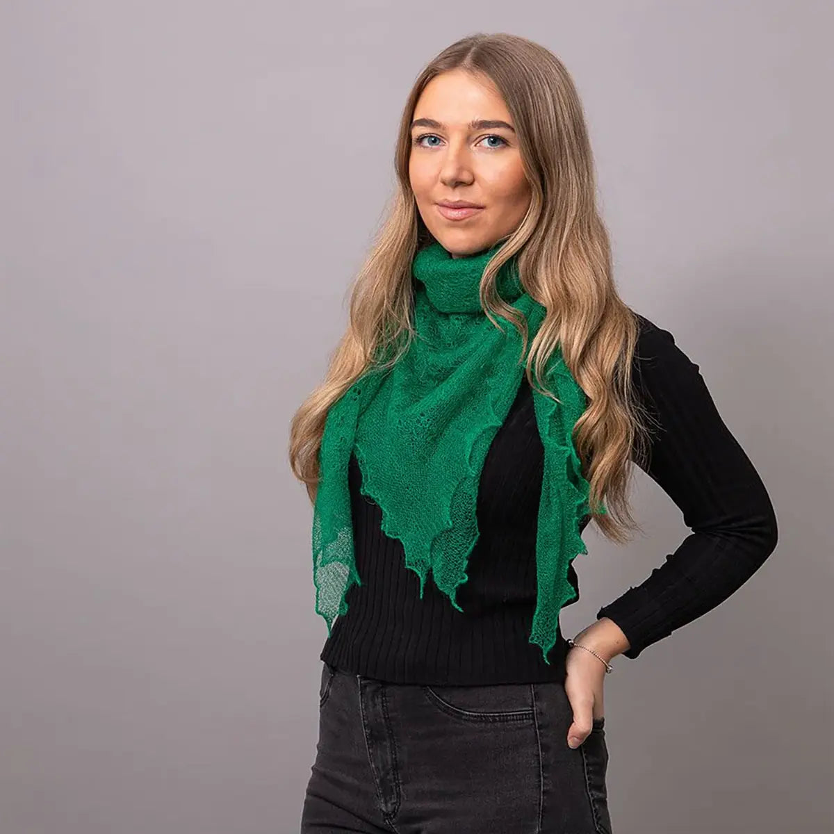 Kid Mohair Shawl in Emerald