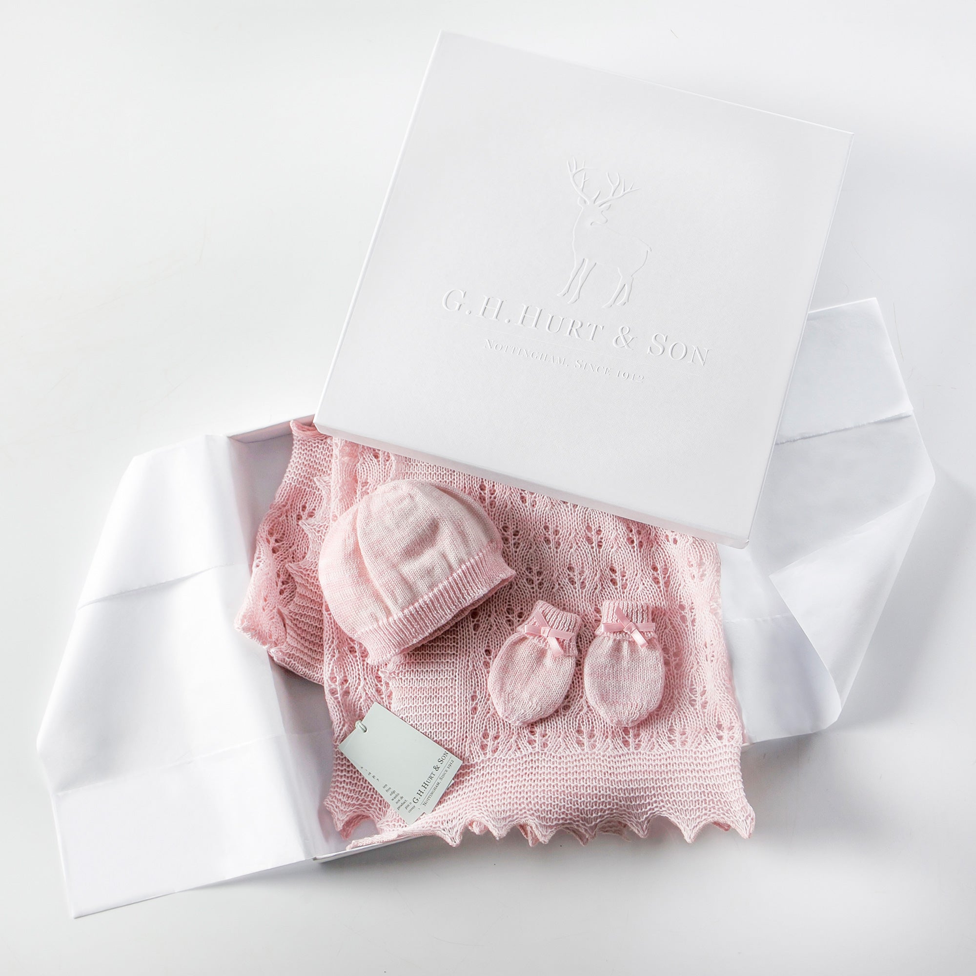 Kitten Paw Wool Baby Gift Set in Pink