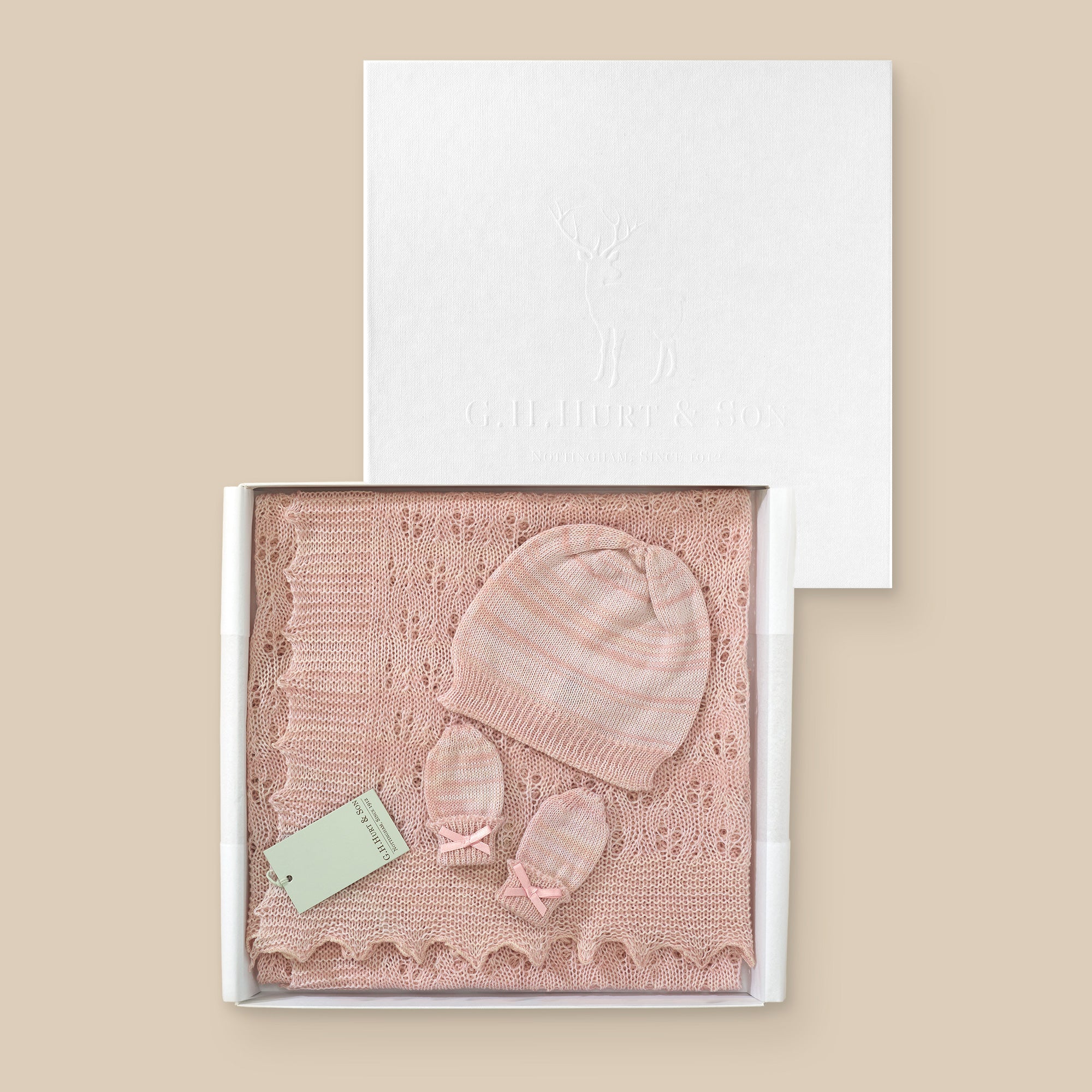 Kitten Paw Wool Baby Gift Set in Pink