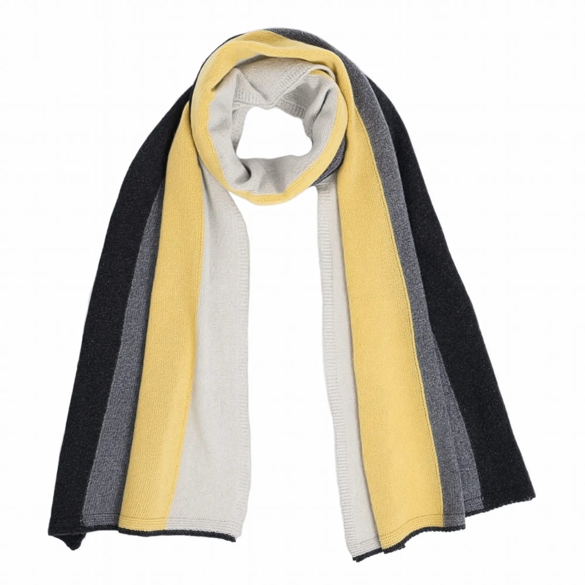 Ladies Lambswool Block Stripe Scarf in Brass