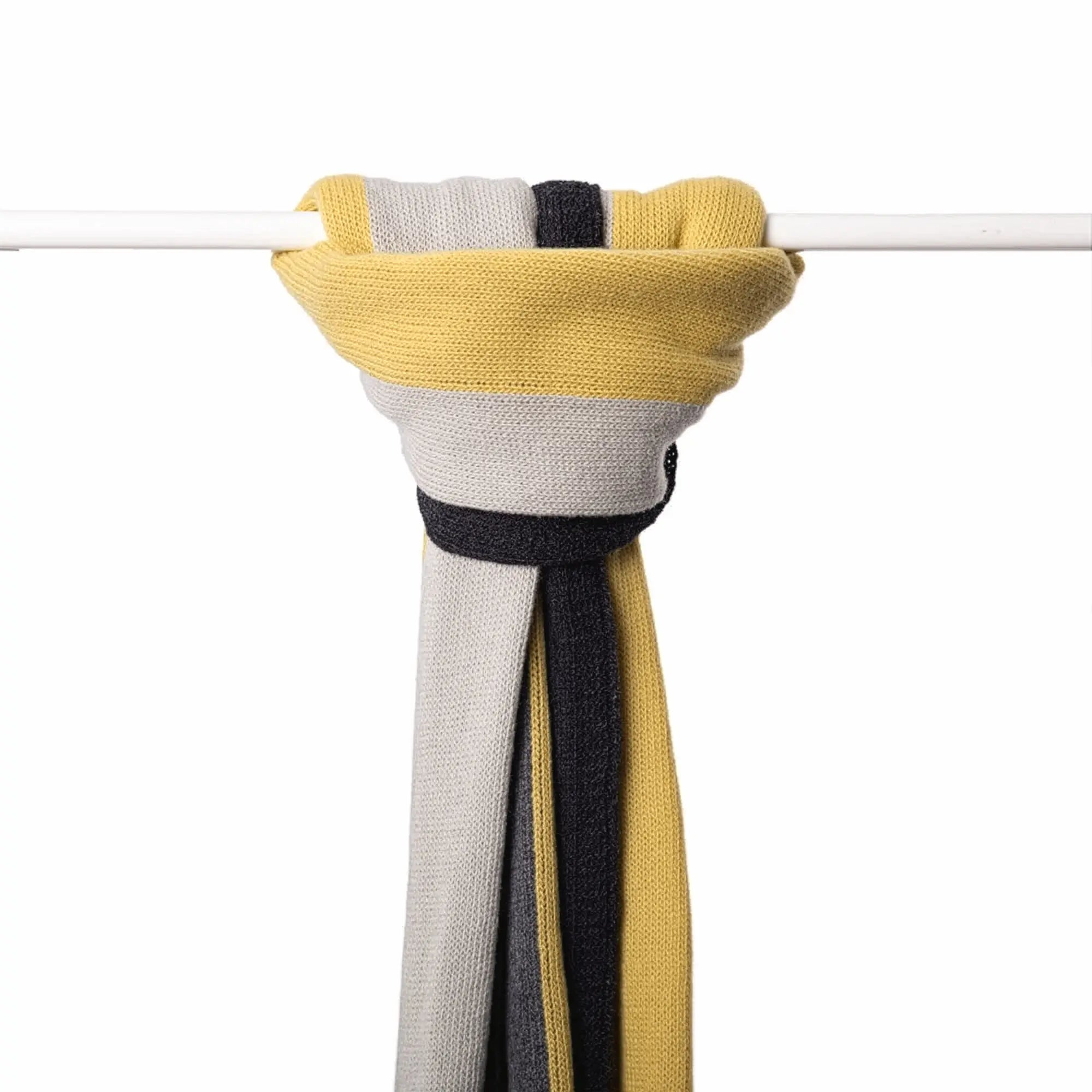 Ladies Lambswool Block Stripe Scarf in Brass