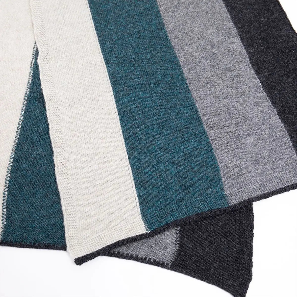 Ladies Lambswool Block Stripe Scarf in Burnt Lugano