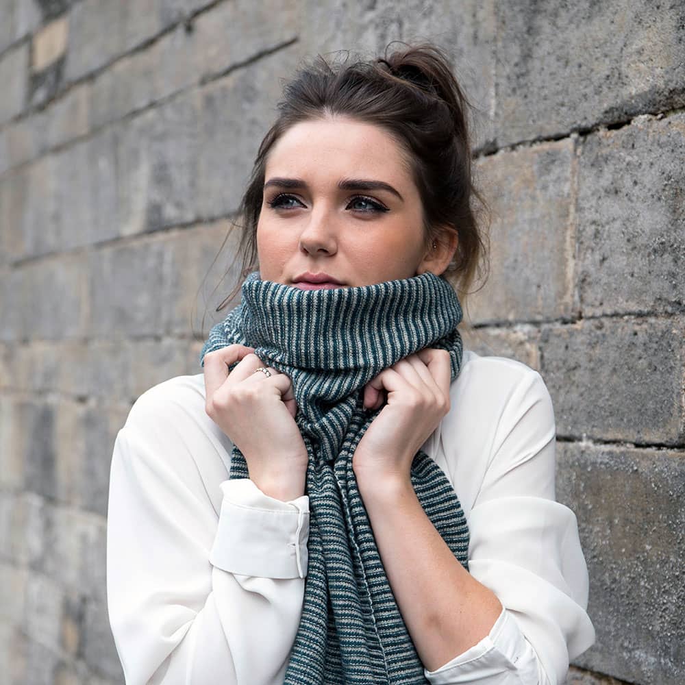 Lambswool Fine Stripe Scarf in Lugano