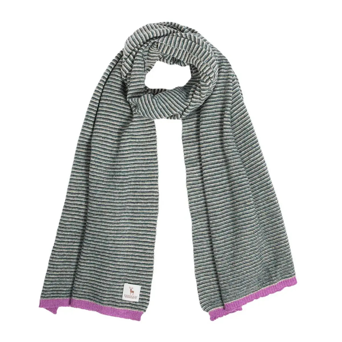 Ladies Lambswool Fine Stripe Scarf in Lugano