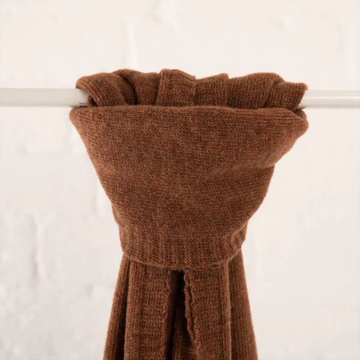 Ladies Lambswool Plain Knit Scarf in Hazelnut