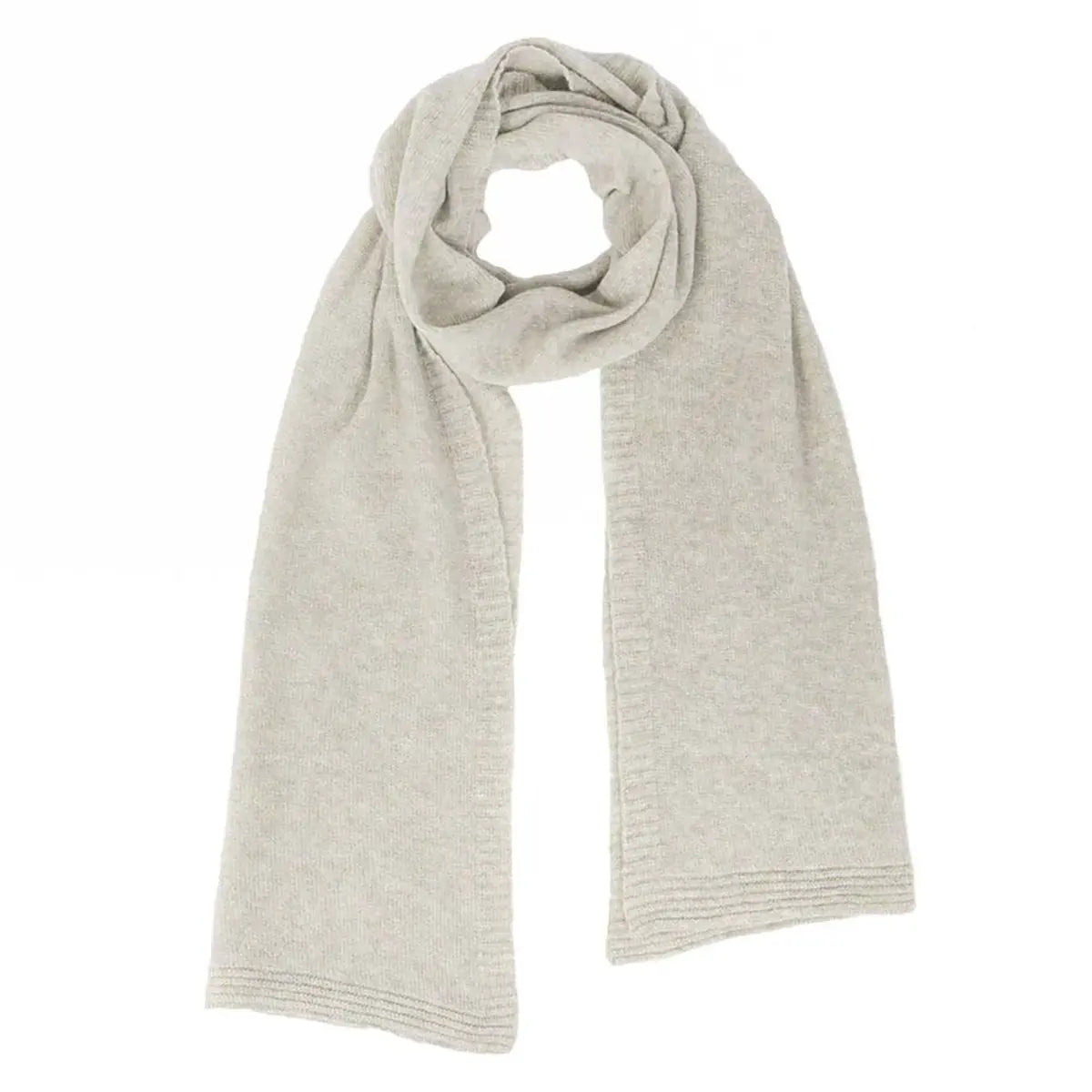 Ladies Lambswool Plain Knit Scarf in Silverbirch