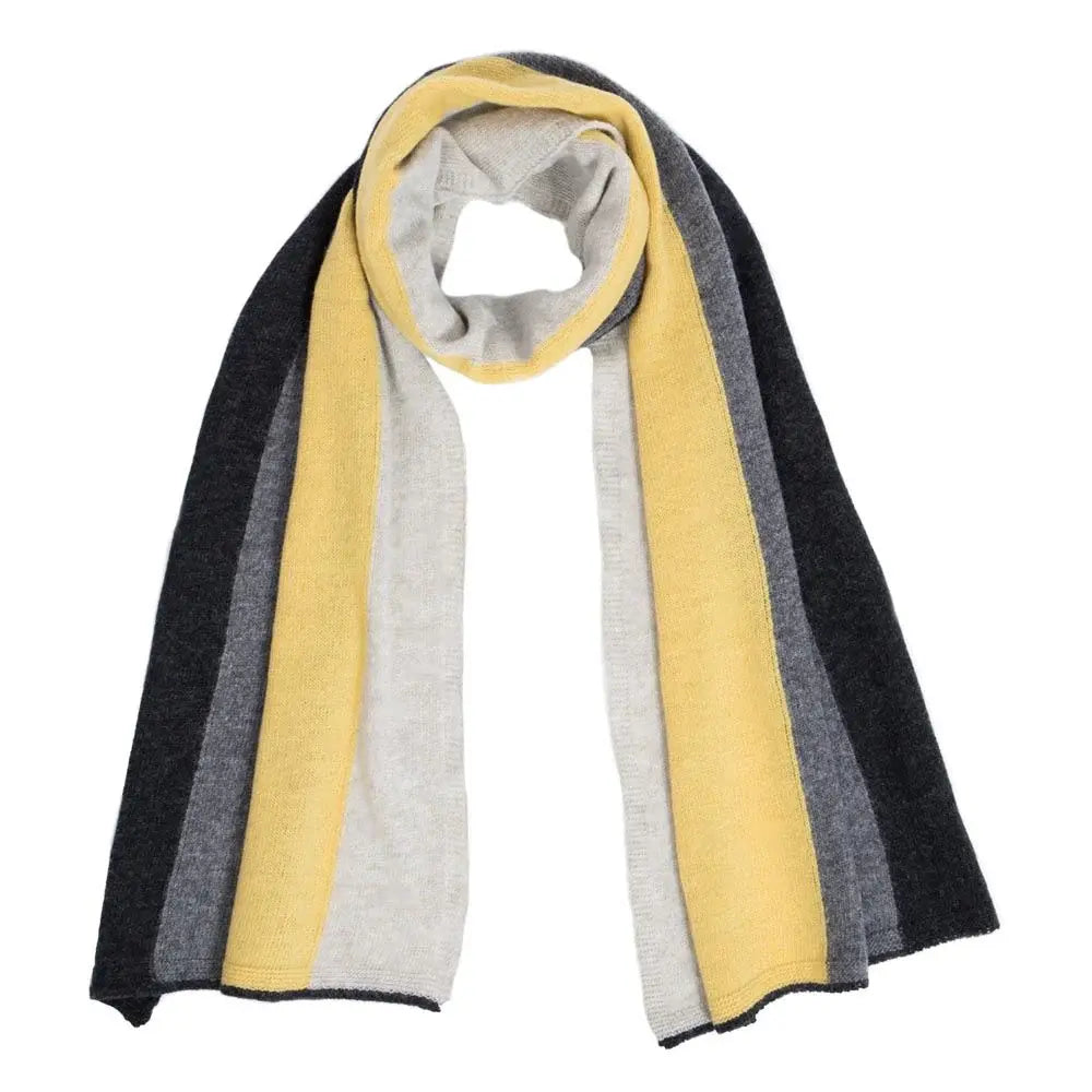 Lambswool Block Stripe Scarf in Brass