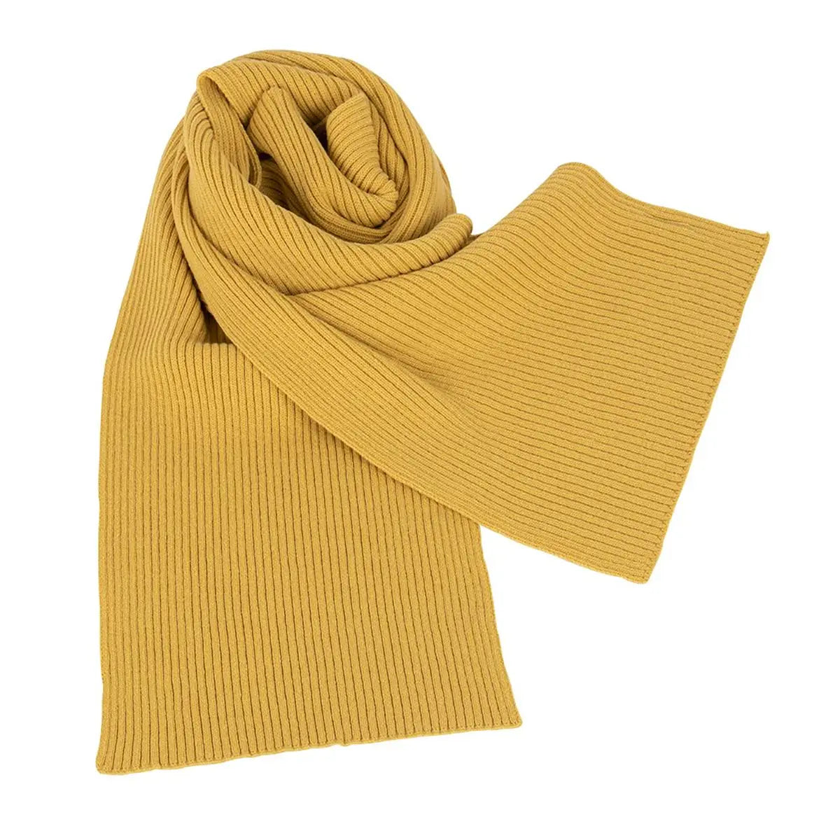 Lambswool Ribbed Scarf in Brass