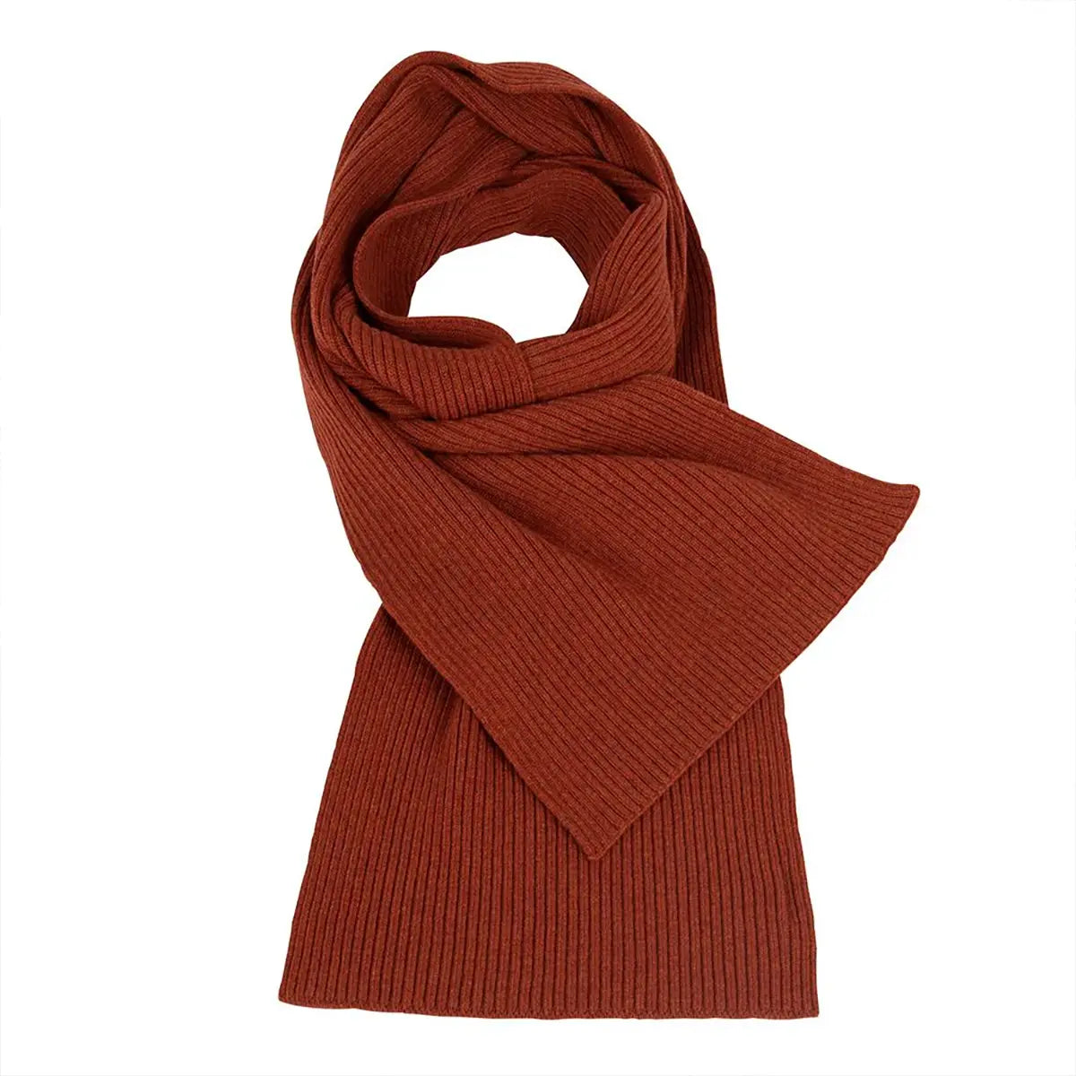 Lambswool Ribbed Scarf in Burnt Orange
