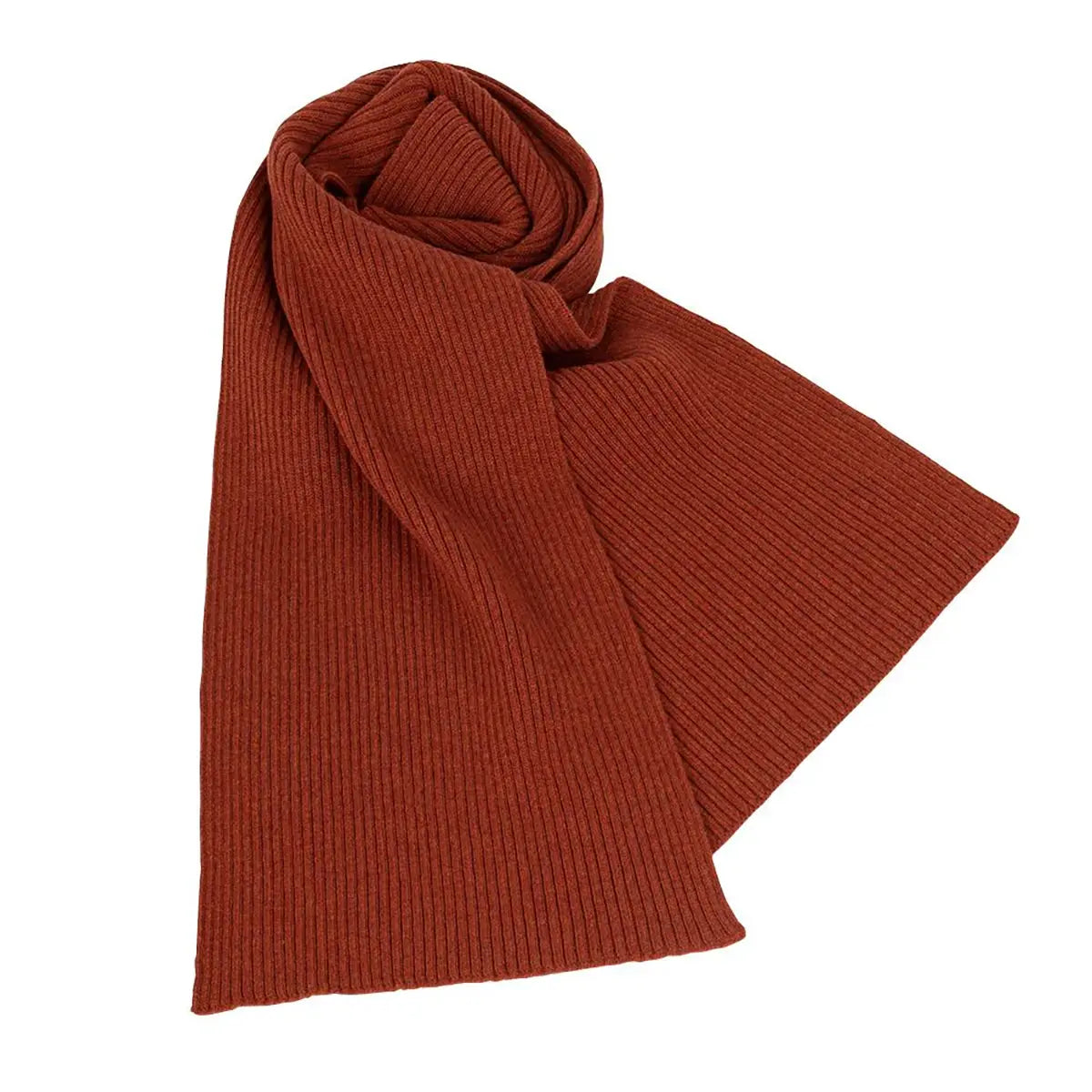 Lambswool Ribbed Scarf in Burnt Orange