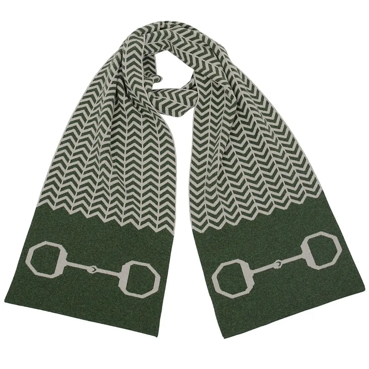 Lambswool Snaffle Bit Scarf in Moss