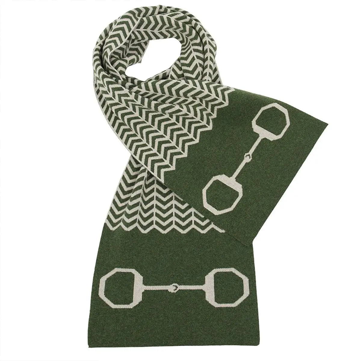 Lambswool Snaffle Bit Scarf in Moss