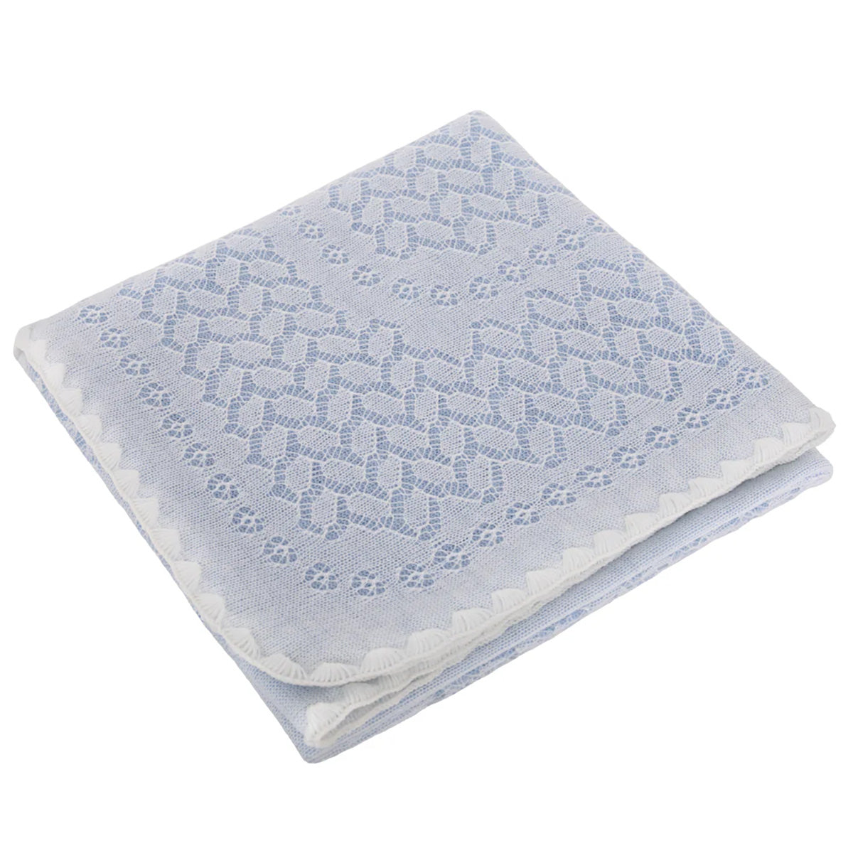 Leaves and Flowers Baby Shawl in Blue