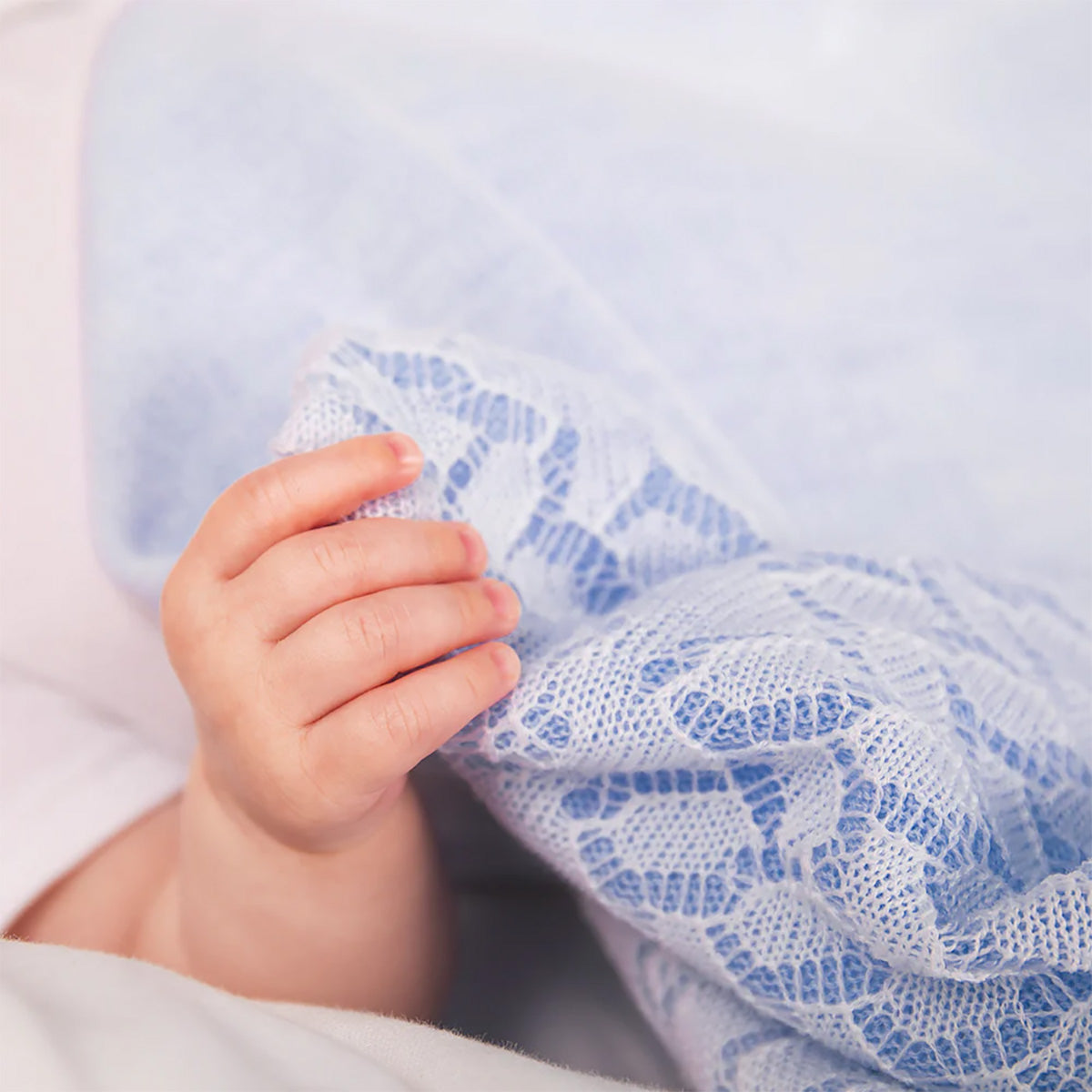 Leaves and Flowers Baby Shawl in Blue